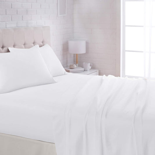 Luxurious  4-Piece Microfiber Queen Bed Sheet Set - Bright White